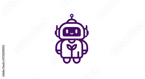 Purple robot with sprout design