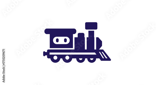 Blue, cartoonish train engine icon
