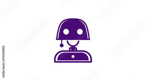 Purple outlined robot face with helmet and collar