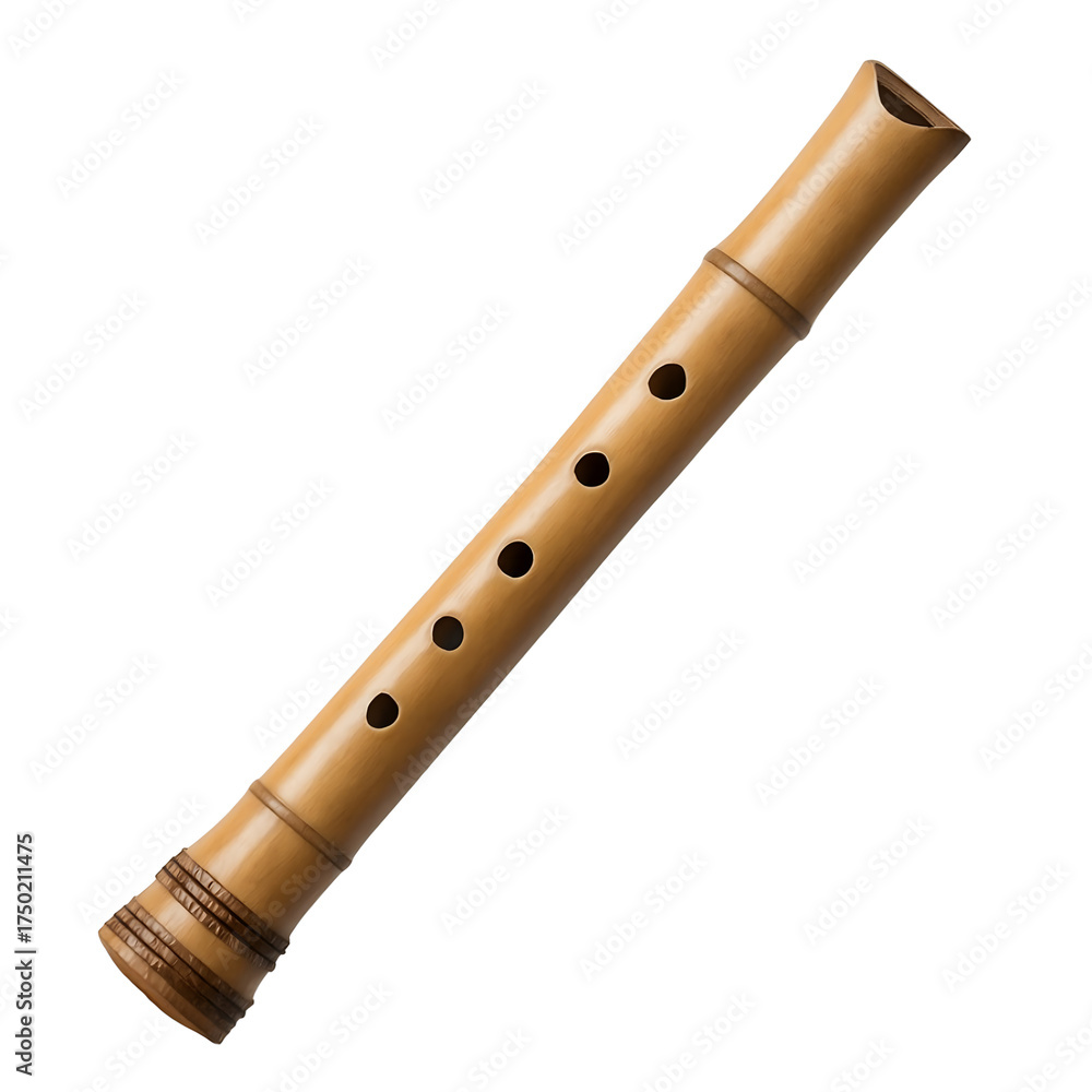 Fototapeta premium Japanese Bamboo Flute (Shakuhachi) Isolated on White Background