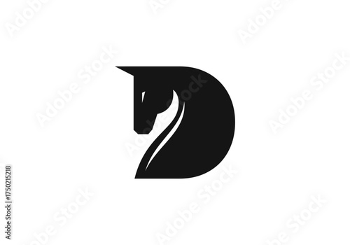 Simple Horse D Letter Logo Template
