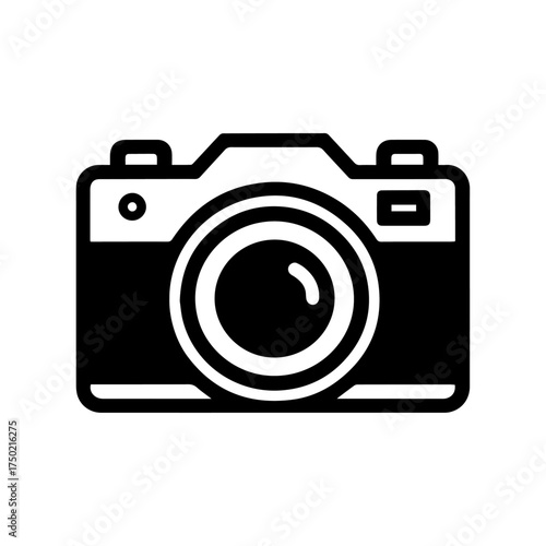 Camera Icon Vector – Black and White Photography Symbol Design