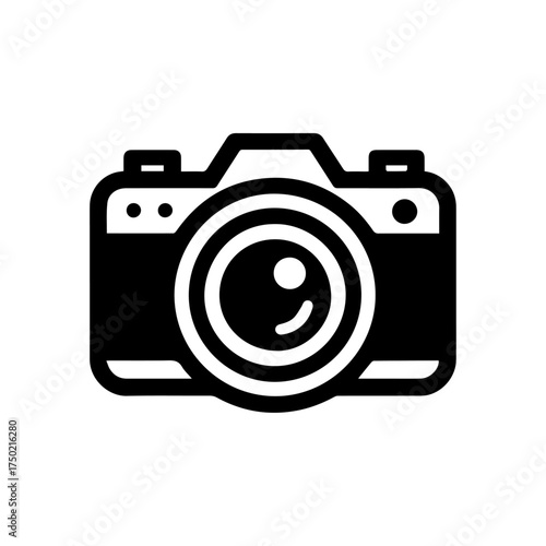 Camera Icon Vector – Black and White Photography Symbol Design