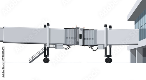 An isolated illustration of a jet bridge connecting airport terminal