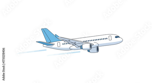 Aviation illustration of a commercial plane with speed blur effect