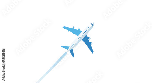 Blue and White Airplane Ascent Illustrative Minimalist Travel Theme