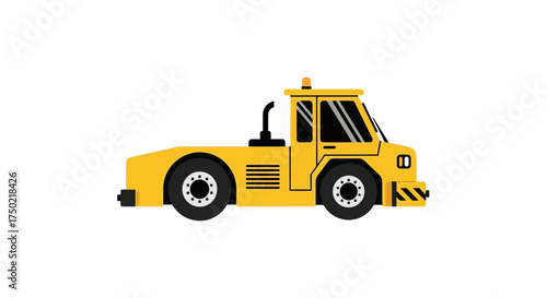 Bright yellow aircraft tow tractor illustration on a clean white background