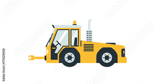 Bright and bold illustration of a yellow aircraft towing vehicle isolated
