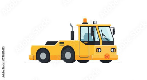 Bright Yellow Aircraft Tug Illustration on a Clean White Background