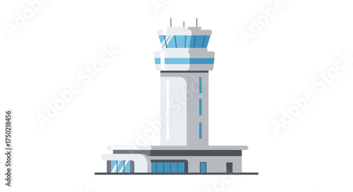 Control Tower Illustration for Air Traffic Safety and Modern Airport Design