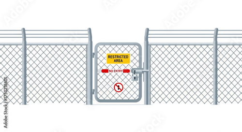 Illustration depicting a metallic fence indicating a restricted area entry