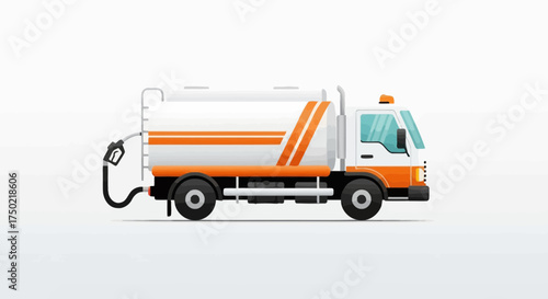 Illustration of a Modern Fuel Delivery Truck with White and Orange Design