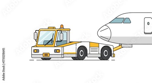 Illustrative Depiction of an Aircraft Tug Towing a Commercial Airplane
