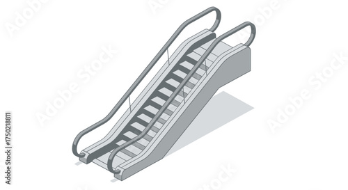 Isometric illustration of a modern escalator on a white background