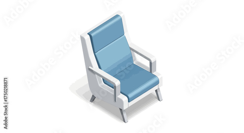 Isometric illustration of contemporary white and blue modern armchair