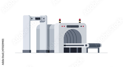 Modern illustration of security checkpoint equipment on a white background
