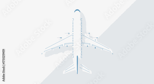 Modern simplistic airplane illustration, aviation and travel industry concept