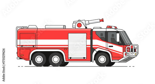 Stylized vector illustration of a red and white fire engine truck