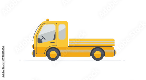 Vector Illustration of Isolated Yellow Commercial Truck with Flat Design