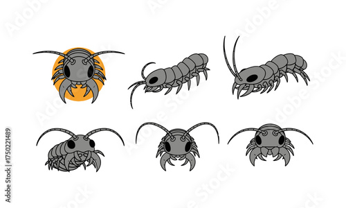 Centipede Head Silhouette Set