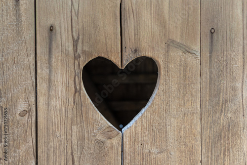 Wallpaper Mural heart shape at an old wooden toilet door Torontodigital.ca