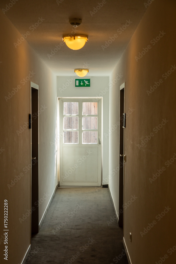 custom made wallpaper toronto digitalsmall corridor with view to the cellar exit door, also the emergency door