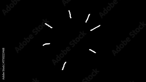 Abstract White Lines Bursting Outwards on Black Background.