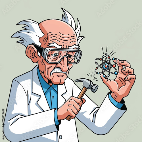 A senior scientist works on dividing a microscopic atom.