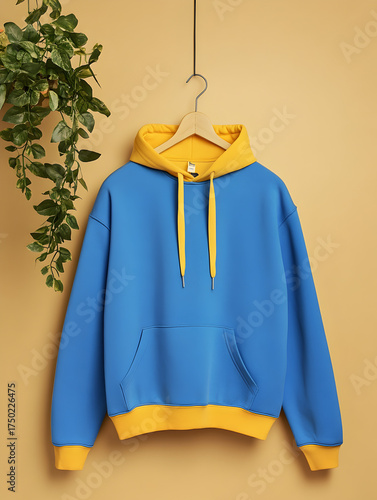 Bright Contrast: Hanging Hoodies with Green Wall Ornaments