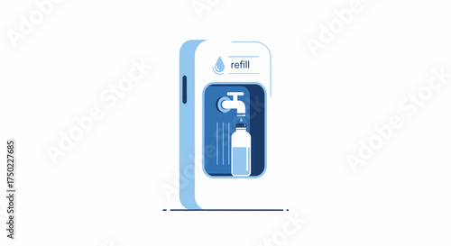 Water refill station illustration promoting hydration and sustainability