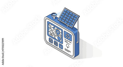 Futuristic Navigation Device with Renewable Energy Source Isometric View