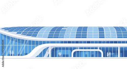 Modern architectural marvel, futuristic building design with vibrant blue glass