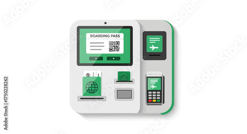 Modern airport self check in kiosk for printing boarding passes