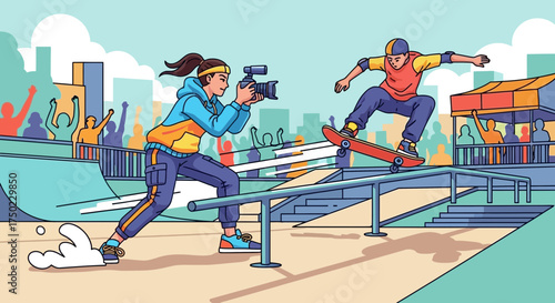 Capturing skateboarding action: a dedicated photographer documents thrilling stunts
