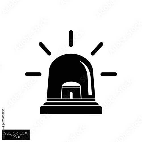 Black siren light icon, representing emergency, alert, or warning signal