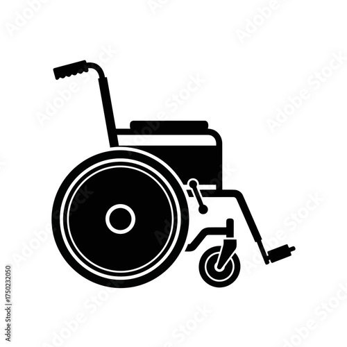 A black and white silhouette of a wheelchair, representing mobility and accessibility