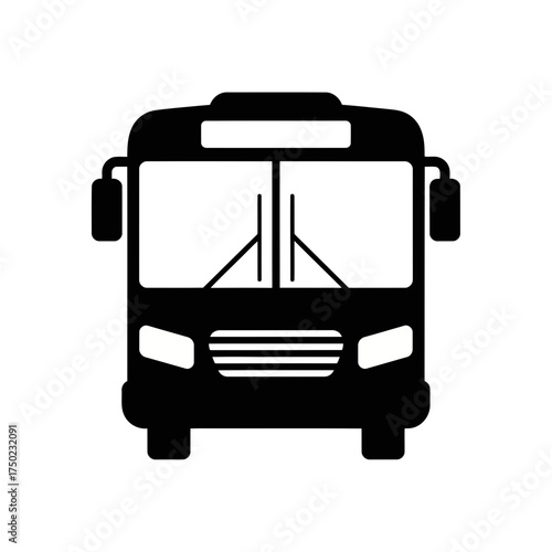 Front view of a black bus icon