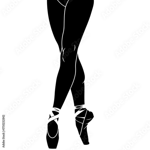 Silhouette of a ballerinas legs in pointe shoes