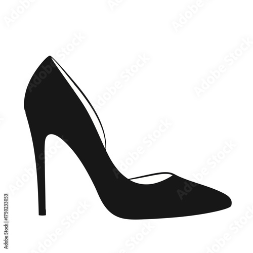 Black high heel shoe, elegant footwear for women