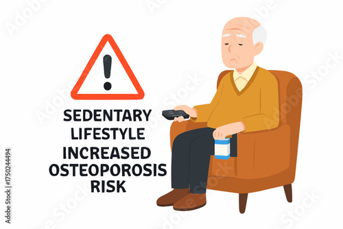 Sedentary Lifestyle Increasing Osteoporosis Risk in Elderly Vector
