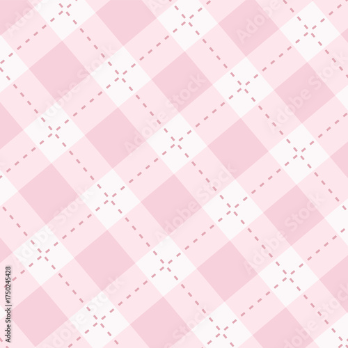 Sweet Pink Dashed Gingham Pattern