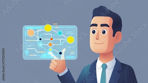 Businessman Interacting with Futuristic Digital Interface Concept.