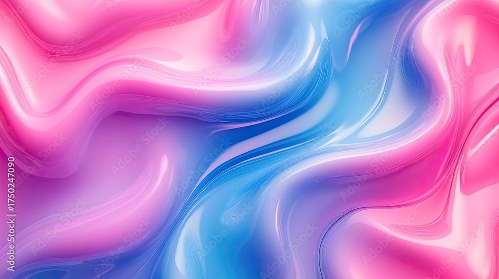 Naklejka premium Vibrant Abstract Wave Pattern with Pink and Blue Swirls Suitable for Backgrounds, Textures, and Modern Artistic Designs