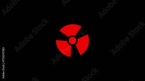 Red Radiation Hazard Symbol on Black Background warning danger