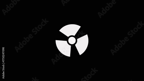 White Radioactive Symbol Icon on Black Background radiation hazard