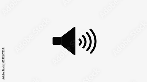 Black Speaker Icon with Sound Waves on White Background audio volume