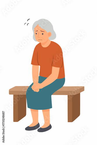 Elderly Woman Feeling Socially Isolated Due to Osteoporosis Limitations Vector