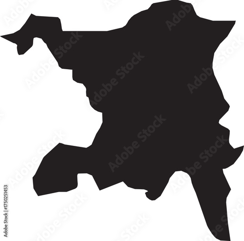Aargau Canton Map of Switzerland Black Silhouette Isolated