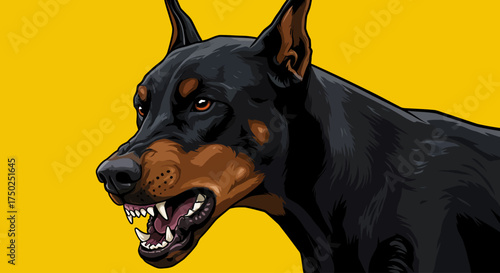 Fierce Doberman Illustration – Bold Guard Dog Vector Art