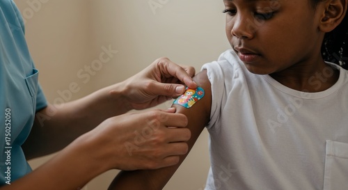 Doctor caring for young patient after vaccination